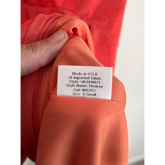 Katie May Desiree Asymmetric One-Shoulder Thigh Slit Maxi Dress Coral Women's XS - Picture 11 of 13